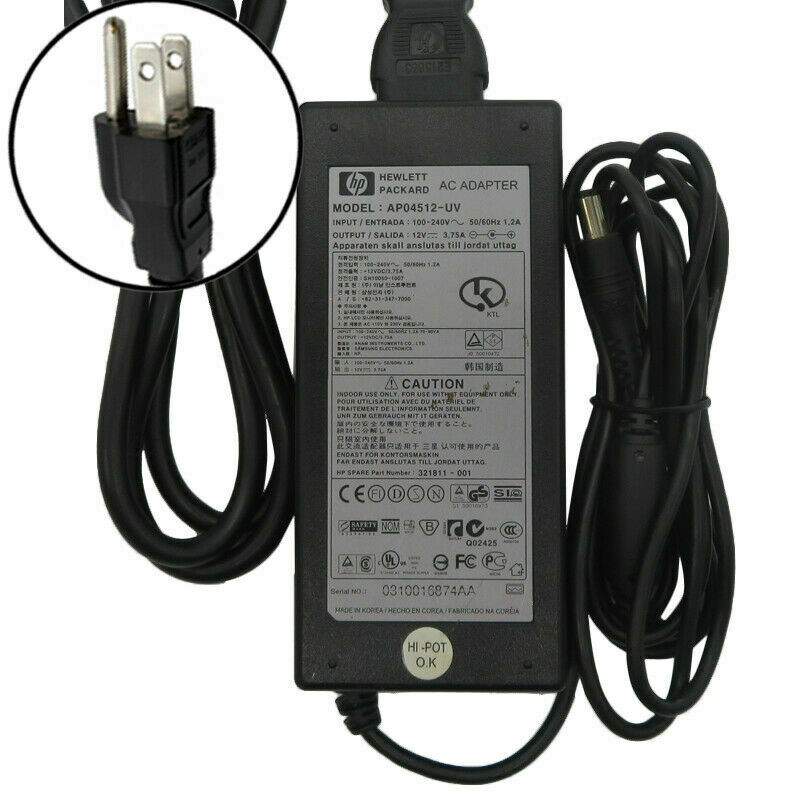 NEW HP AP04512-UV 12V 3.75A Monitor AC Power AdapterCharger Supply
